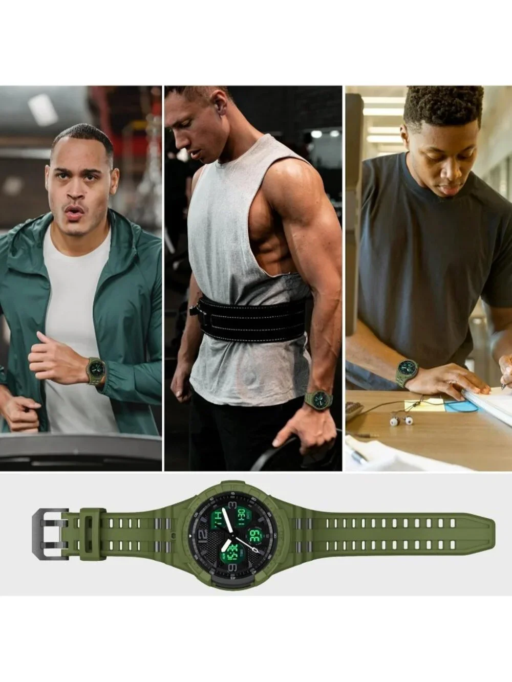Men's Green Analog Quartz Compatible Samsung Galaxy Classic LED Digital Watch